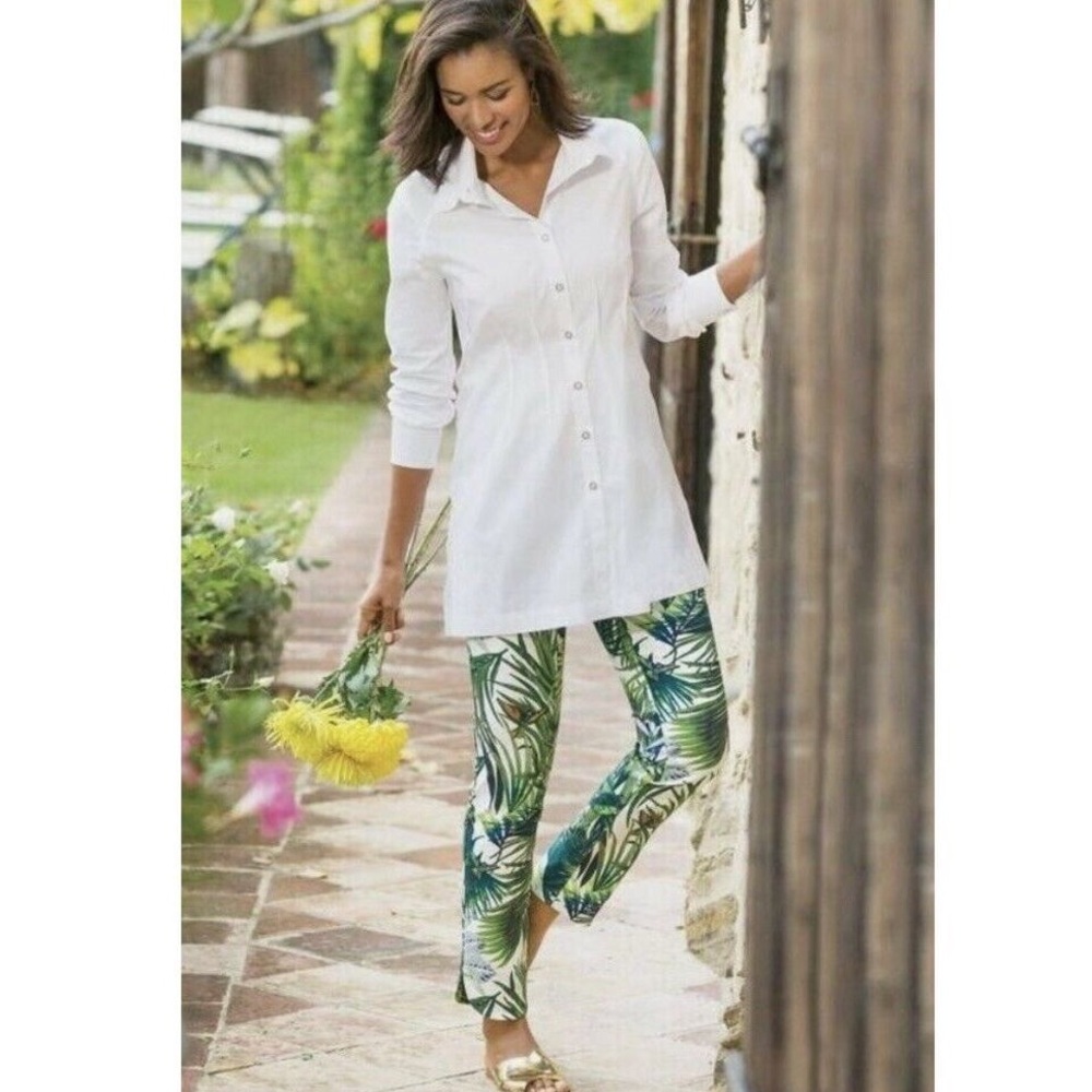 SOFT SURROUNDINGS tropical leaf Pull On pant M 8 10